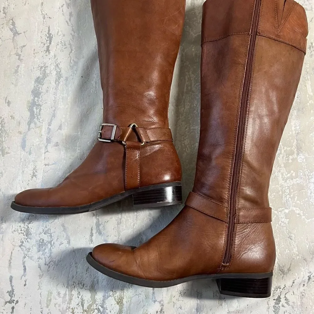 INC International Concepts British tan Leather Riding Boots